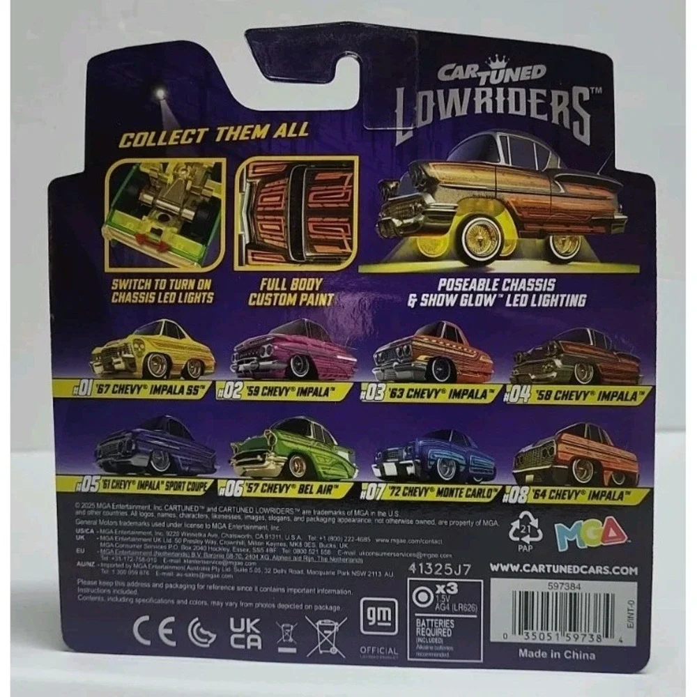 CarTuned 58 Chevy Impala Black #04 Series 1 Lowriders LED Glow Lowriders 1/64 🔥